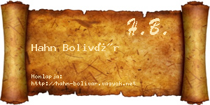 Hahn Bolivár névjegykártya